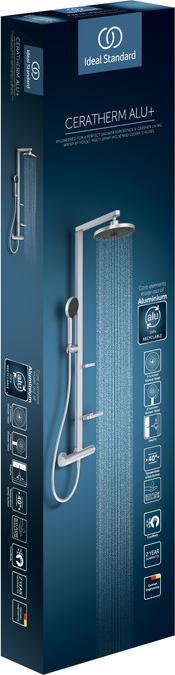 Produktbild Ideal Standard Duschsystem Alu+: Ceratherm Brausethermostat 2 Ablagen, 2F-Handbrause, 2F-Kopfbrause