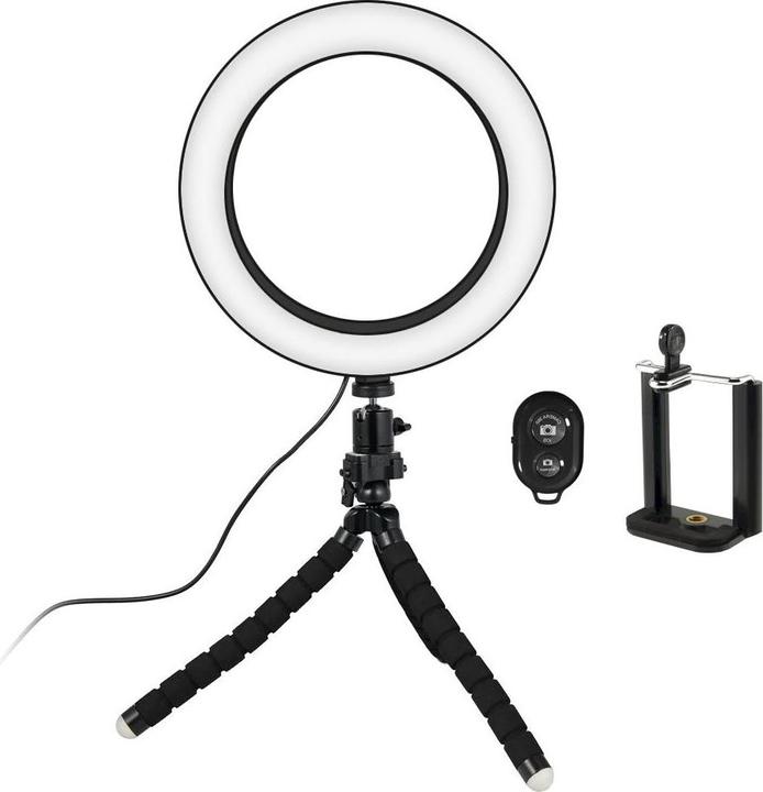 Produktbild JTI Selfie-Lampe/Ringlicht (20 cm) mit formbarem Stativ (Ringleuchte)