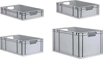 Produktbild Allit Aufbewahrungsbox ProfiPlus EuroEco O617, grau Eurobox aus PP, offene Griffe, widerstandsfähig geg... (40 x 60 x 17 cm)