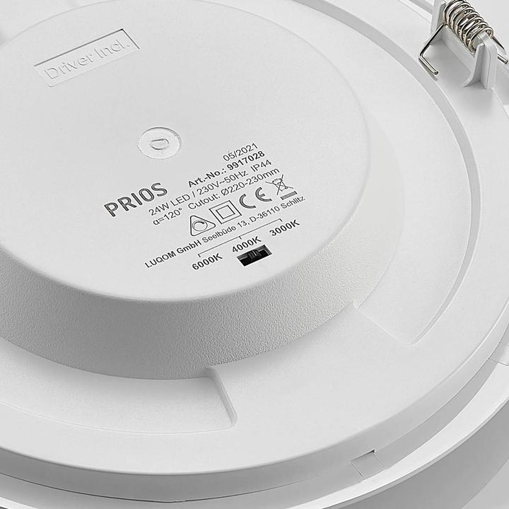 Actual product image Prios Cadance LED recessed lamp, white, 24 cm (1740 lm)