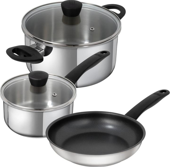 Kuhn Rikon Klassieke pannenset (steelpan 16 cm / pan 20 cm / koekenpan 24 cm) (24 cm, Kookpotten en pannenset, Roestvrij staal)
