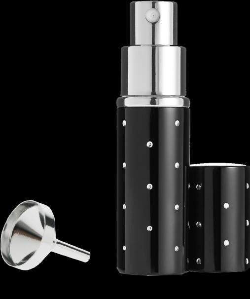 Taschenzerstäuber schwarz für 10 ml mit Trichter silber, in Geschenkpackung (10 ml)