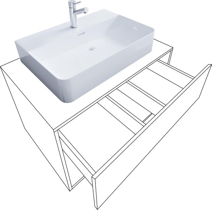 Immagine prodotto VCM Blocco bagno 2 pezzi cassetto lavabo "Lendas II" mobili da bagno