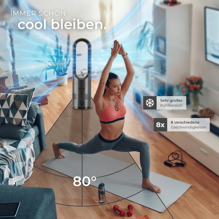 Actual product image tectake Tower Fan Polar, 80° oscillation, incl. timer (55 dB)