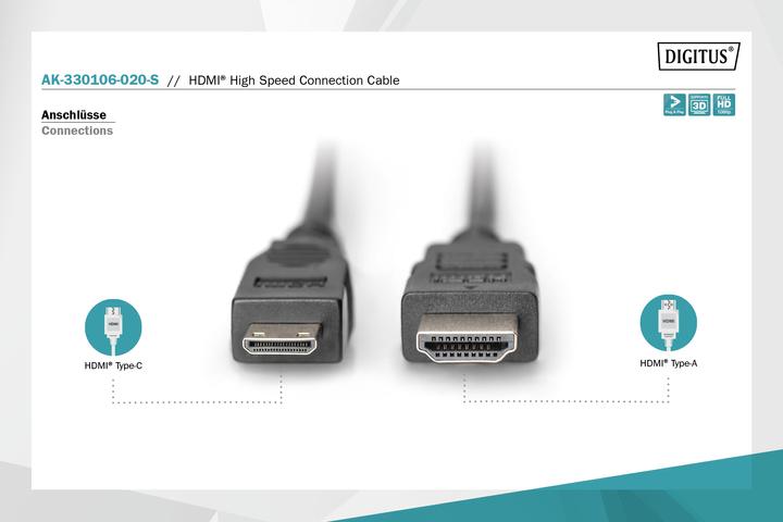 Produktbild Digitus mini HDMI (Typ C) — HDMI (Typ A) (2 m, HDMI)