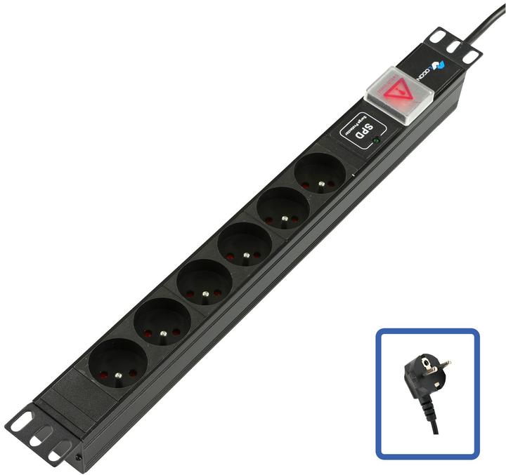 Actual product image Lanview POWER STRIP 19" - 6 WAYS - 1U (6 x, 1.50 m)