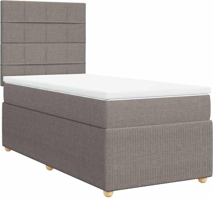 Produktbild VidaXL Boxspringbett Einzelbett Polsterbett Bett Matratze Taupe 80x200cm Stoff (80 x 200 cm, 80 x 200 cm)