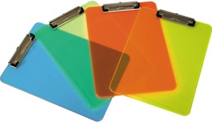 Actual product image Maul Clipboard neon, DIN A4, transparent-blue plastic, flat, nickel-plated clip terminal (22.6 x 31.8 cm)