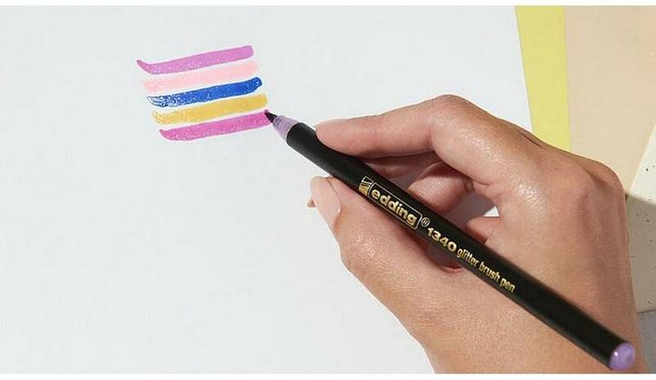 Image du produit Edding 1340 stylo pinceau pailleté Lot de 4 assortis (Paillettes bleues, violet scintillant et jaune ocre scintillant, Paillettes roses, 4 x)