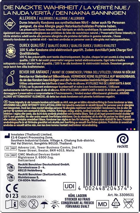 Nährwerte und Zutaten Durex Intensity (20 Stk.)