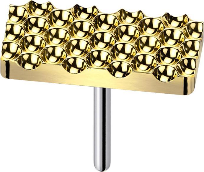 Star Piercing Threadless gepunkteter Diamantschliff Rechteck vergoldet (Titan G23, ohne Messing)