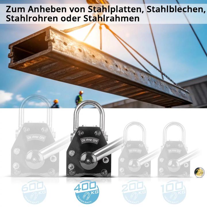 Produktbild Stahlwerk Lasthebemagnet mit 400 kg 880 lbs Tragkraft 1280 kg 2821 lbs Zugkraft (400 kg)