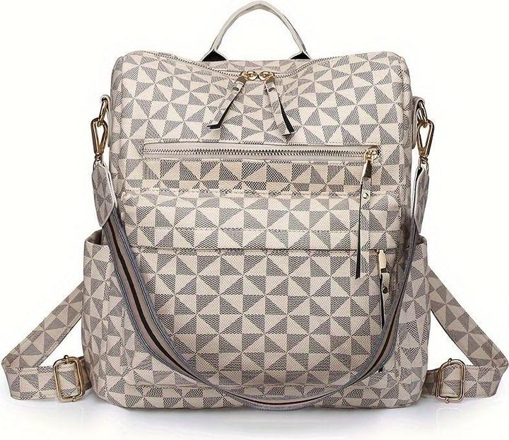 Produktbild Only-Bags.Store Retro Rucksack Handtasche, Boho Strap Zwei-Wege-Umhängetasche, Mode Vegan Leder Schultasche Daypack