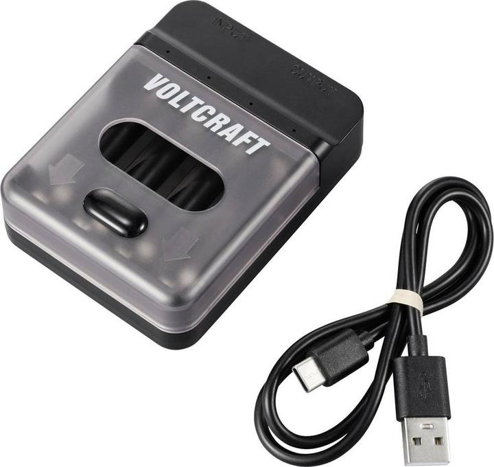 Produktbild Voltcraft VC-BC4-PB1 2in1 Ladegerät & Powerbank (1 Stk., AAA, AA, 500 mAh, Ladegerät ohne Akku)