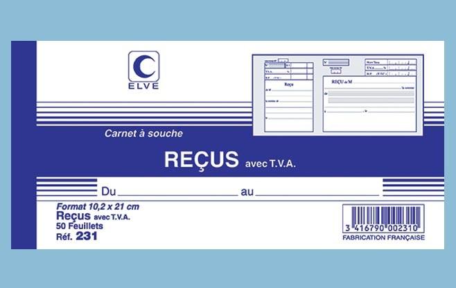 Image du produit ELVE Carnet... souche "Re‡u avec TVA", 96 x 210 mm (50 x)