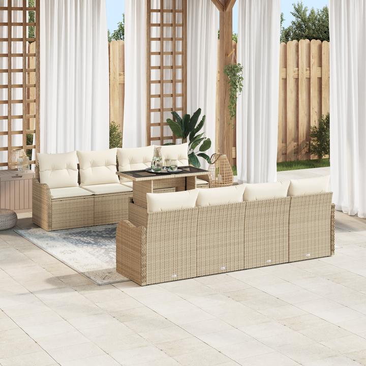 Immagine prodotto VidaXL Set di divani da giardino da 9 pezzi con cuscini Beige poly rattan
