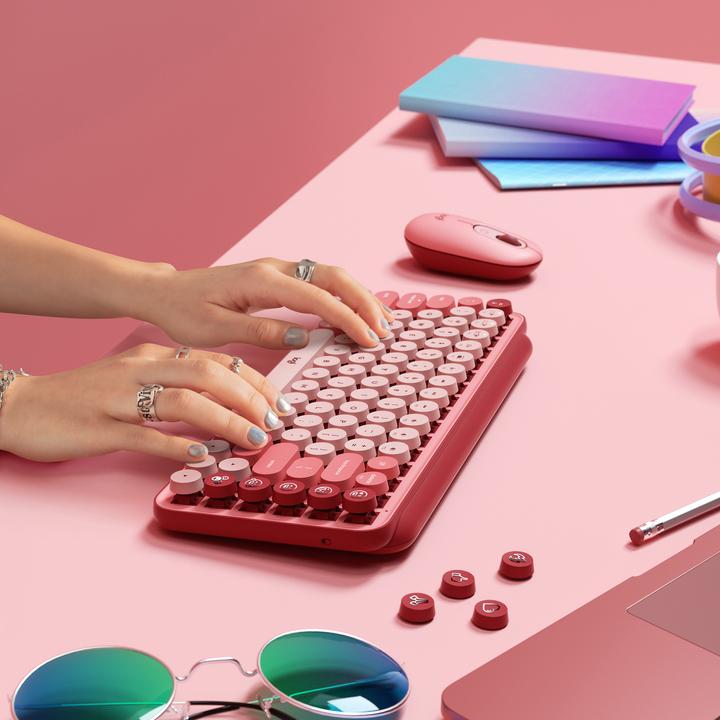 Produktbild Logitech Pop Keys, Mini, RF Wireless + Bluetooth, Mechanischer Switch, QWERTY, Pink (US)