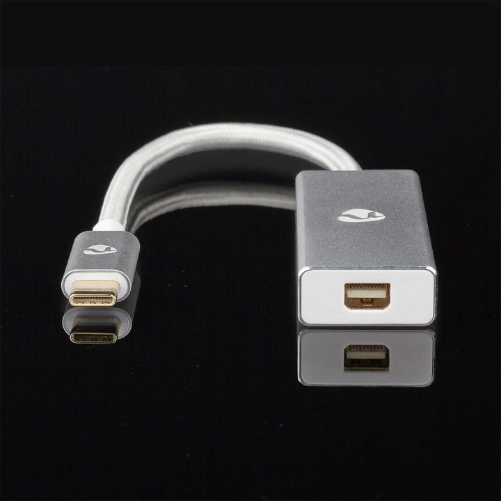 Produktbild Nedis USB-Adapter USB 3.2 Gen 1 USB-C Stecker DisplayPort 0.20 m rund Vergoldet Geflochten/Nylon Sil (USB Typ-C, 20 cm)