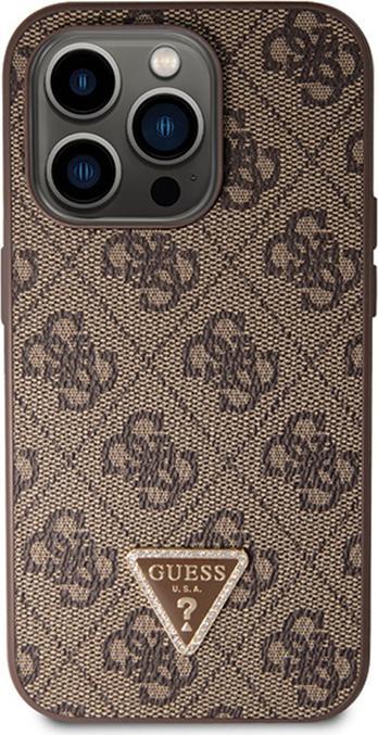 Produktbild Guess PU Leather Metal Logo Strass Crossbody Case für Apple iPhone 15 Pro - brown (Apple iPhone 15 Pro)