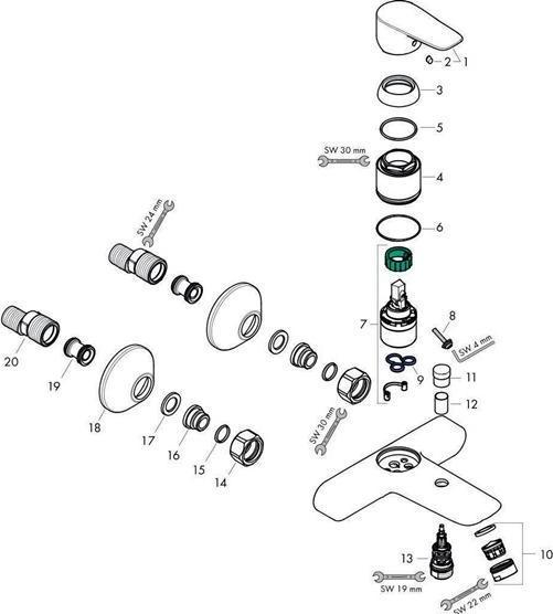Actual product image hansgrohe Talis E exposed bath mixer (matt white)