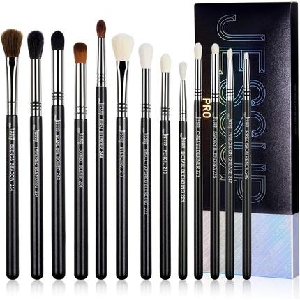 Jessup Eye Makeup Brushes Set Professional Blending Brush for Eyeshadow 13pcs Premium Synthetic Blac (Eyebrows)