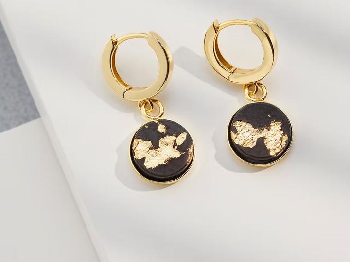C. Jungle Ohrringe Creolen Ava3 Handgemacht Sterling Silber mit 14 Karat Gold plattiert Ultra hochfe (Silber, Ultrahochfester-Beton, 14 Karat Gold plattiert)