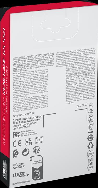 Immagine prodotto Kingston FURY Renegade G5 (2000 GB, M.2 2280)
