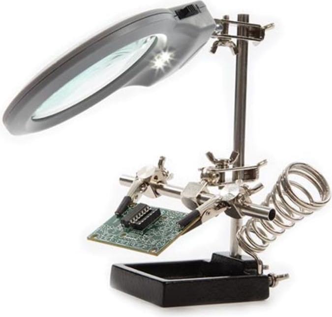 Actual product image Velleman Helping Hand With Magnifier, LED Light And Soldering Stand (Soldering bit)