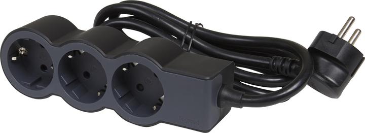 Actual product image Legrand Flat socket strip 3x socket, 3 metre cable Black 694560 (3 x, CEE 32/3, 3 m)