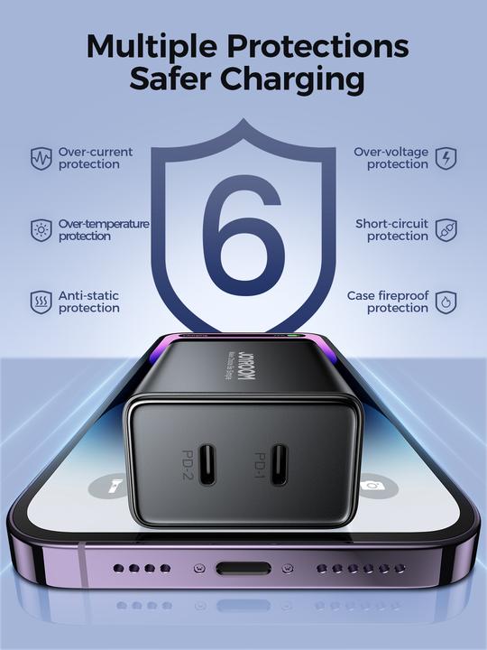 Actual product image Joyroom JR-TCF09 fast charger 2x USB-C 40W - black (40 W)