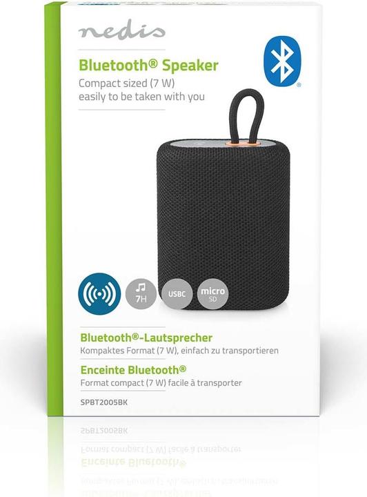 Immagine prodotto Nedis Altoparlante Bluetooth, 7W - Nero (7 h, Batteria ricaricabile)