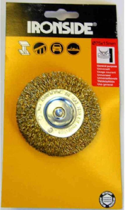 Productafbeelding Ironside 243023 Messing schijfborstel 75 mm 0,3 mm geplooid 6 mm schacht (0,3 mm)