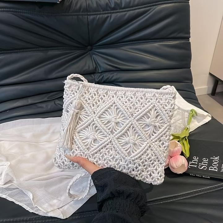 Only-Bags.Store 1 Stück. Schicke Tasche - Leichte, handgefertigte Tasche mit geometrischen Mustern und Fransen