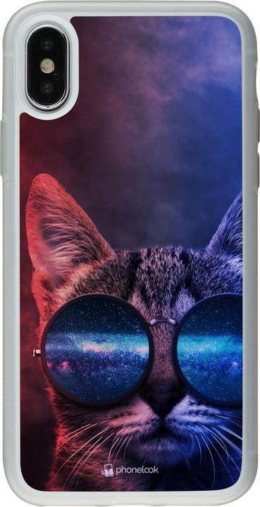Produktbild PhoneLook Hülle Silikon transparent Red Blue Cat Glasses (Apple iPhone XS, Apple iPhone X)