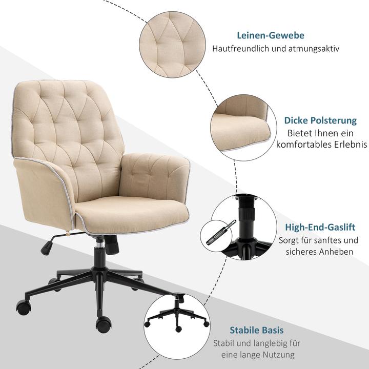 Produktbild Homcom Bürostuhl mit Wippfunktion, aus Webstoff und Polyester, gemütlich