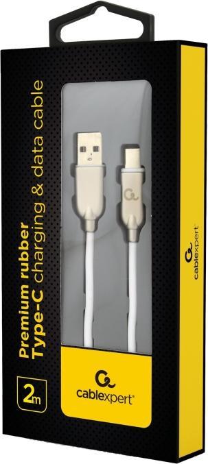 Actual product image Gembird Cablexpert CC-USB2R-AMCM-2M-W USB Cable USB 2.0 USB A USB C White (2 m, USB 2.0)