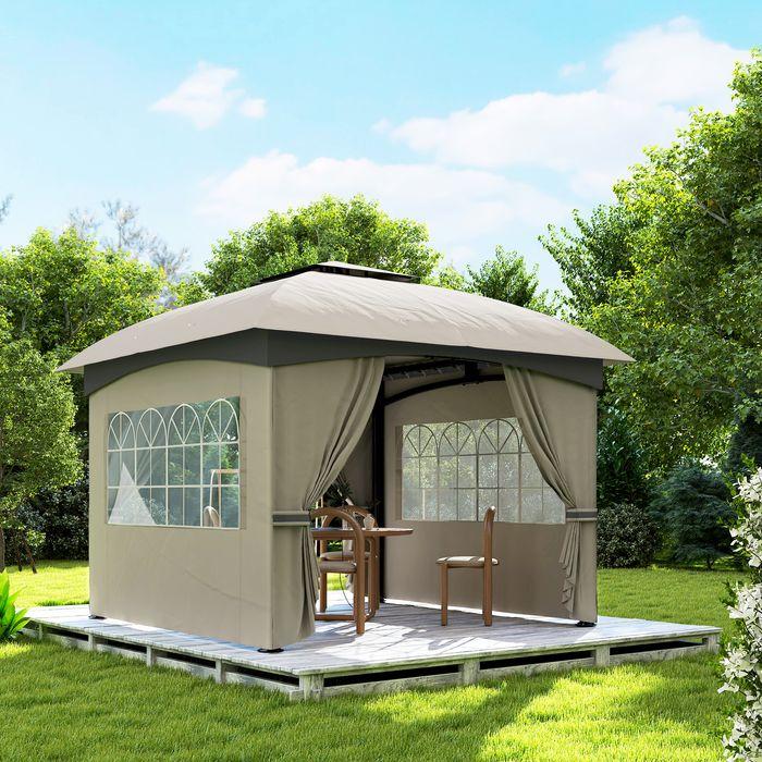Produktbild Swisshandel24 Pavillon ca. 3,4x3,4 m wasserabweisend, verzinkter Metallrahmen, Hellgrau (340 cm, 340 cm)