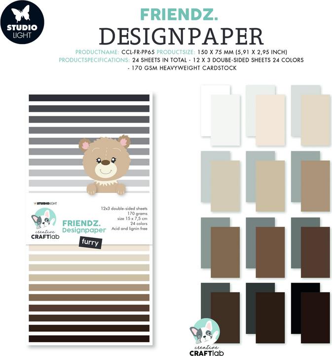 Image du produit art by marlene Papier à dessin "Furry braun" Friendz (170 g/m², 36 x)