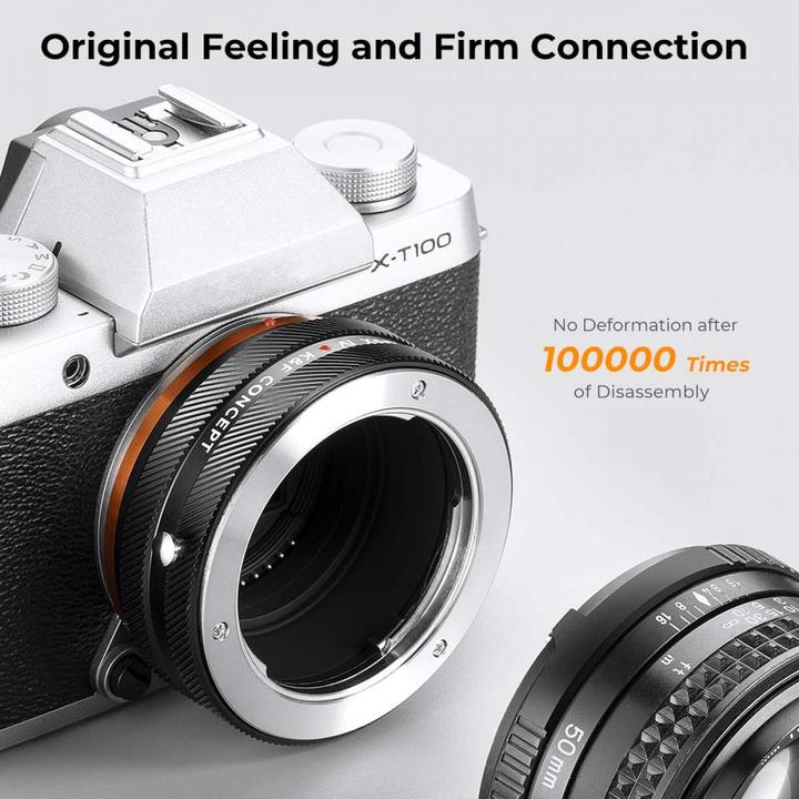 Actual product image K&F Concept High Precision lens adapter, matte paint, orange, MD-FX IV PRO