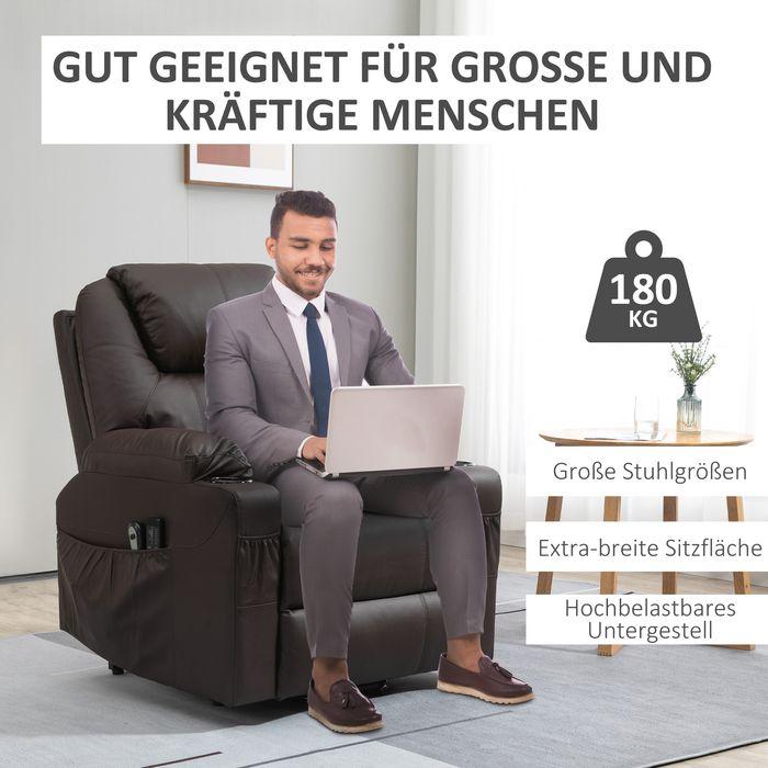 Actual product image Swisshandel24 TV armchair with stand-up aid, with 8 massage points, remote control, 88x99x106cm, brown