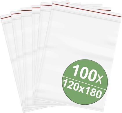 Quadrios Druckverschlussbeutel ohne Beschriftungsstreifen (B x H) 120 mm x 180 mm Transpa