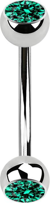 Star Piercing Micro Banane silber mit zwei Kugeln Kristall türkis (Chirurgenstahl 316L)