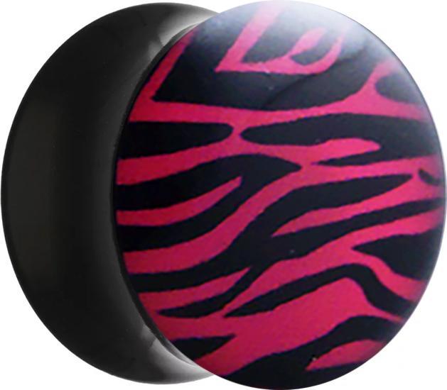 Produktbild Star Piercing Flared Plug mit Zebramuster pink (ohne Messing, Acryl)