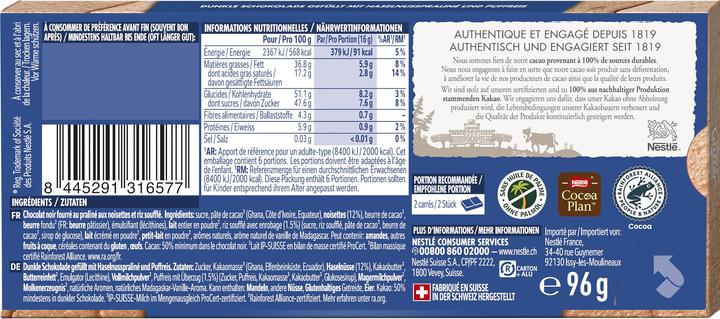 Nährwerte und Zutaten Cailler Pralinato (96 g)