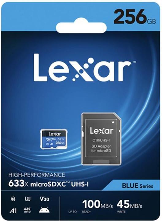 Image du produit Lexar High-Performance 633x microSDXC UHS-I U3 (256 Go, microSDXC, U3, UHS-I)
