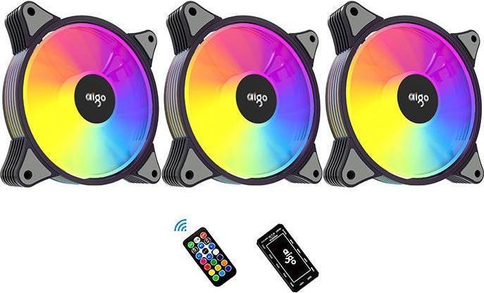 Actual product image Aigo AR12 ARGB Computer Fan set 3in1 120x120 (black) (120 mm, 3 x)