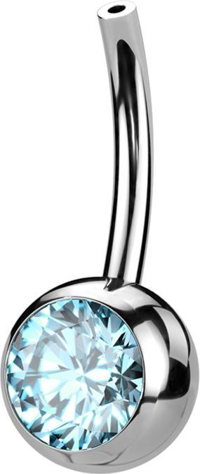 Actual product image Star Piercing Threadless Bananen-Stab silber mit Kugel Kristall aqua (without brass, Titanium G23)