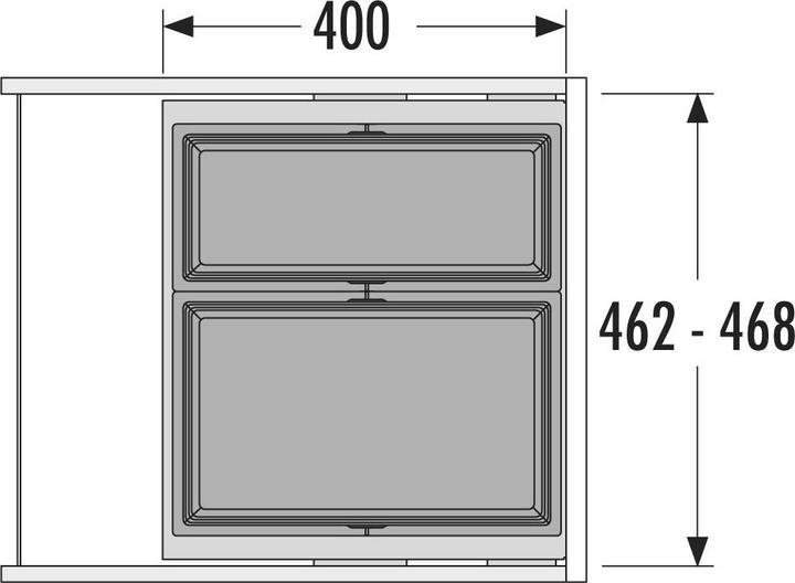 Actual product image Hailo Built-in waste bin 2f 1x28l + 1x18l basalt grey (46 l)