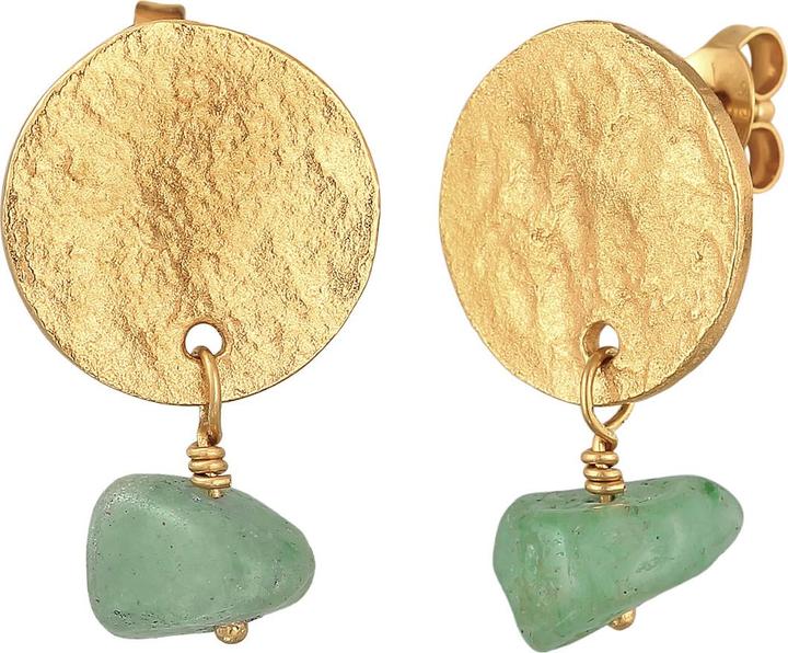 Image du produit Elli Pendentifs d'oreilles en pierres précieuses, Organic, plaquette, Vintage (Argent 925 sterling plaqué or, Aventurine)