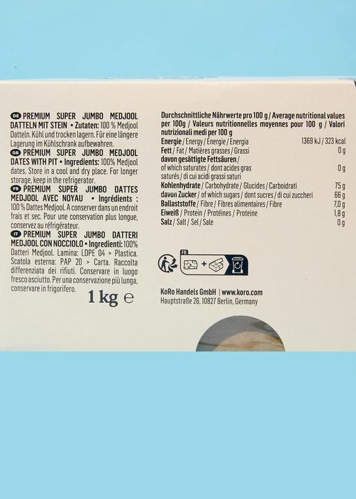 Produktbild KoRo Premium Super Jumbo Medjool Datteln mit Stein (1000 g)